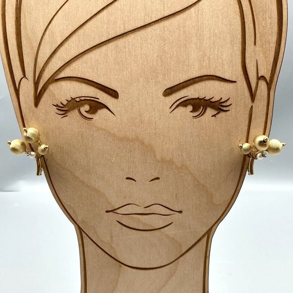 Vintage Rosette and Flower Pod Earrings, Gold Tone Fluted Beads and Seed Pearl - Picture 1 of 6